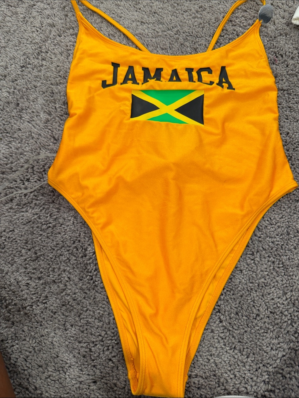 Forever 21 womenโs Yellow Jamaica One-Piece Swimsuit
